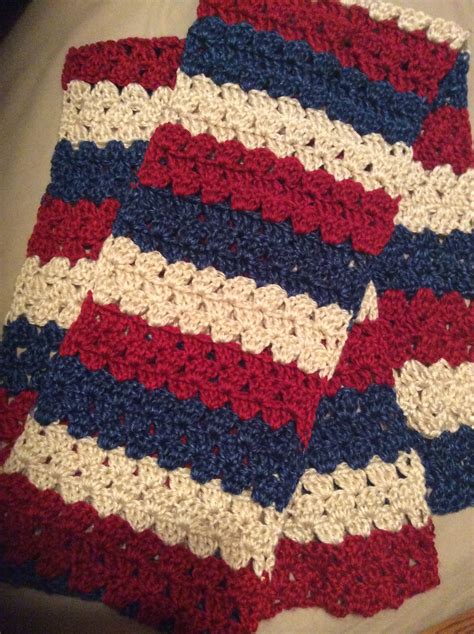 Blue/red/white Crochet Bandana .